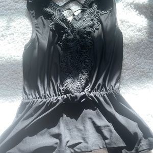 Lace Black Tank Top